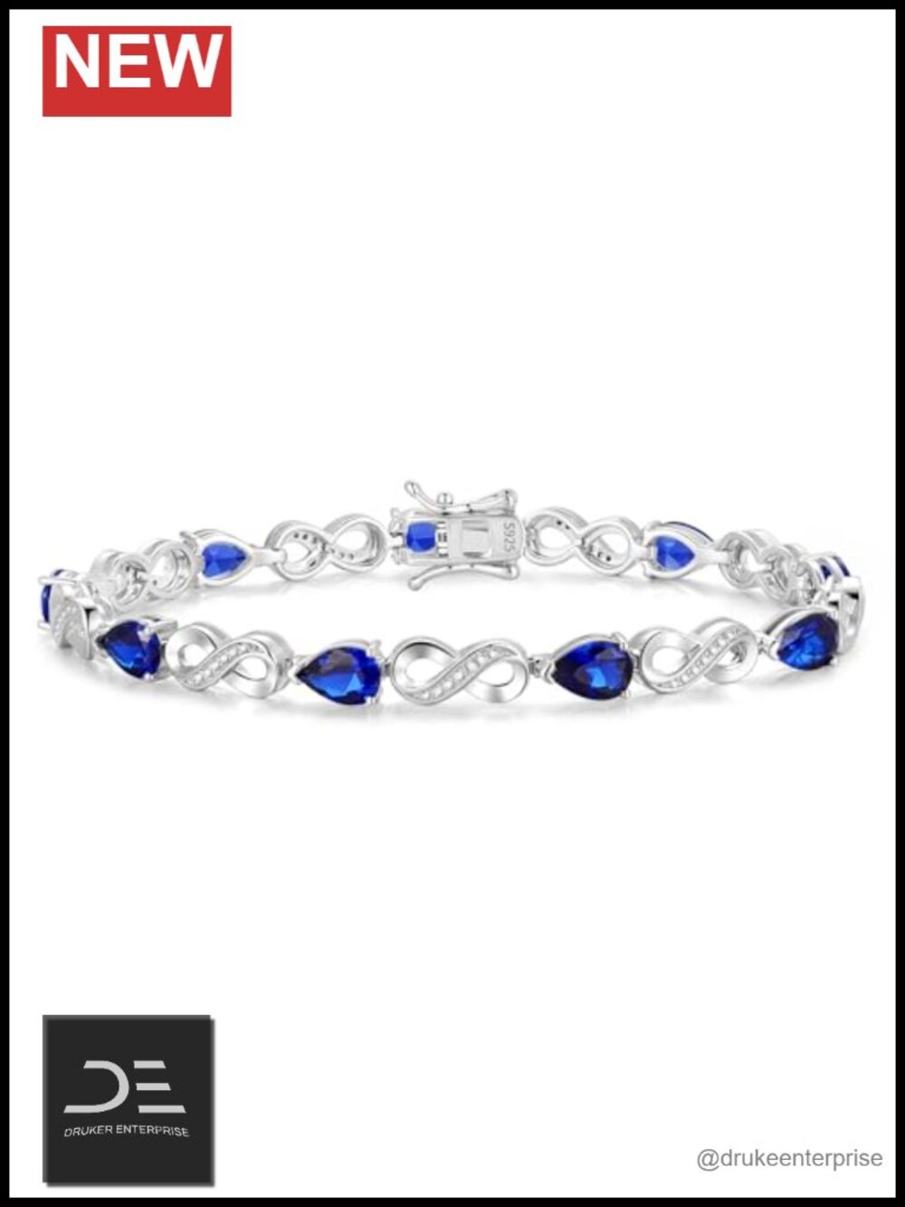 Sterling Silver Birthstone Tennis Bracelet Infinity Teardrop
